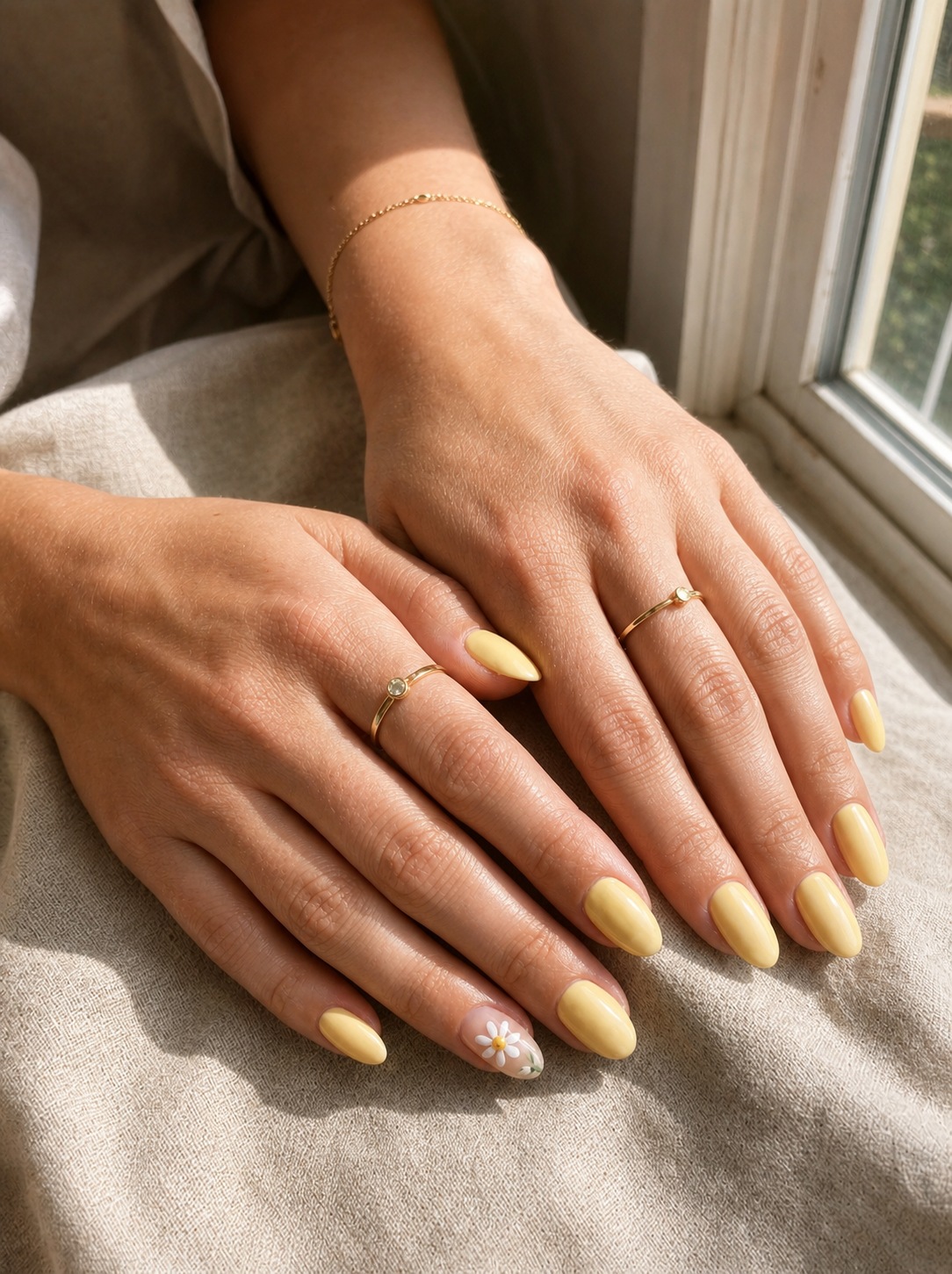 Butter Yellow Almond Nails